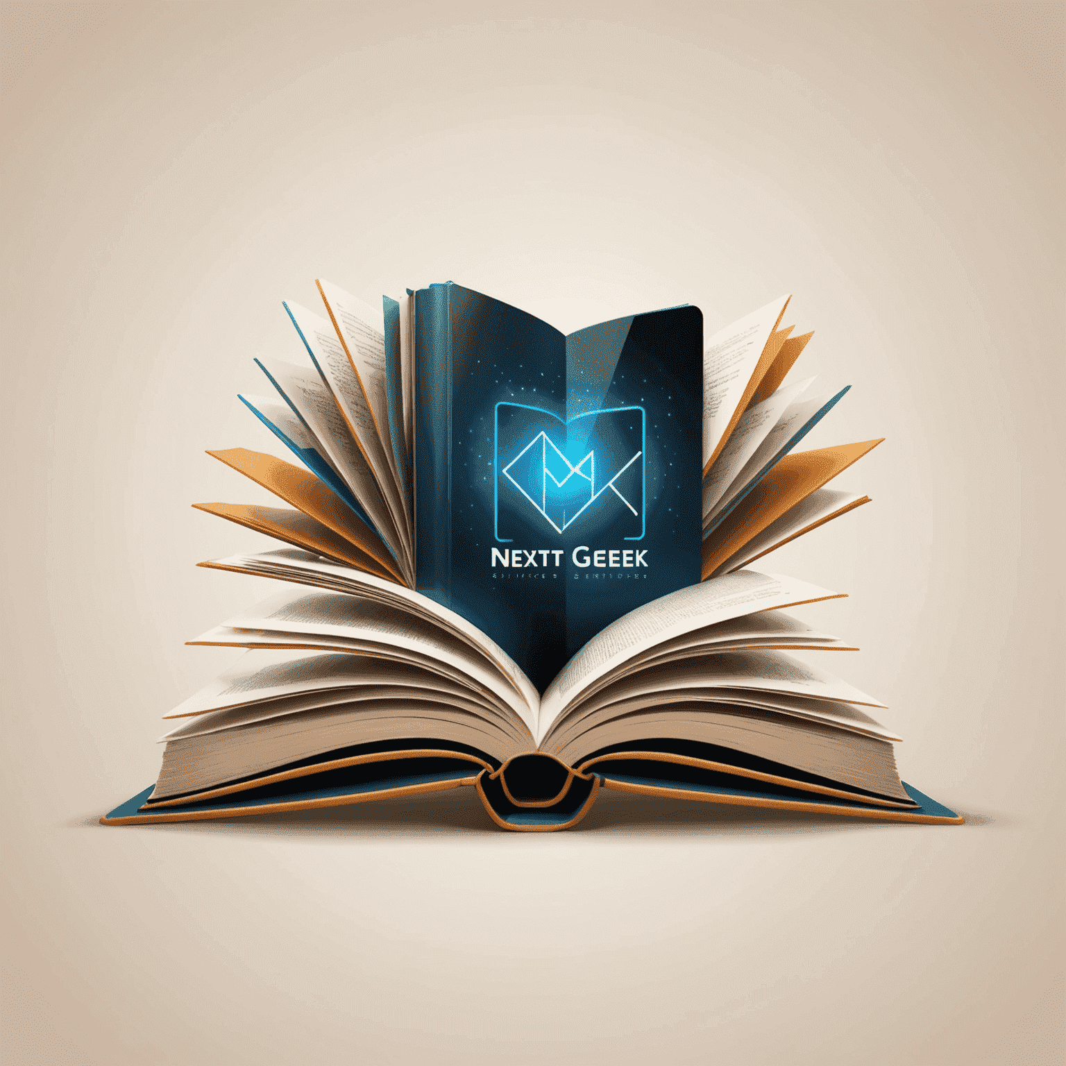 NextGeek Services Logo - An open book with a digital screen emerging from its pages, symbolizing online tutoring and e-learning