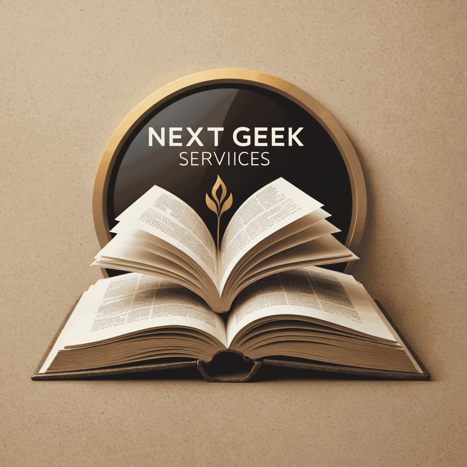 NextGeek Services Logo - An open book with a digital screen emerging from its pages, symbolizing online tutoring and e-learning