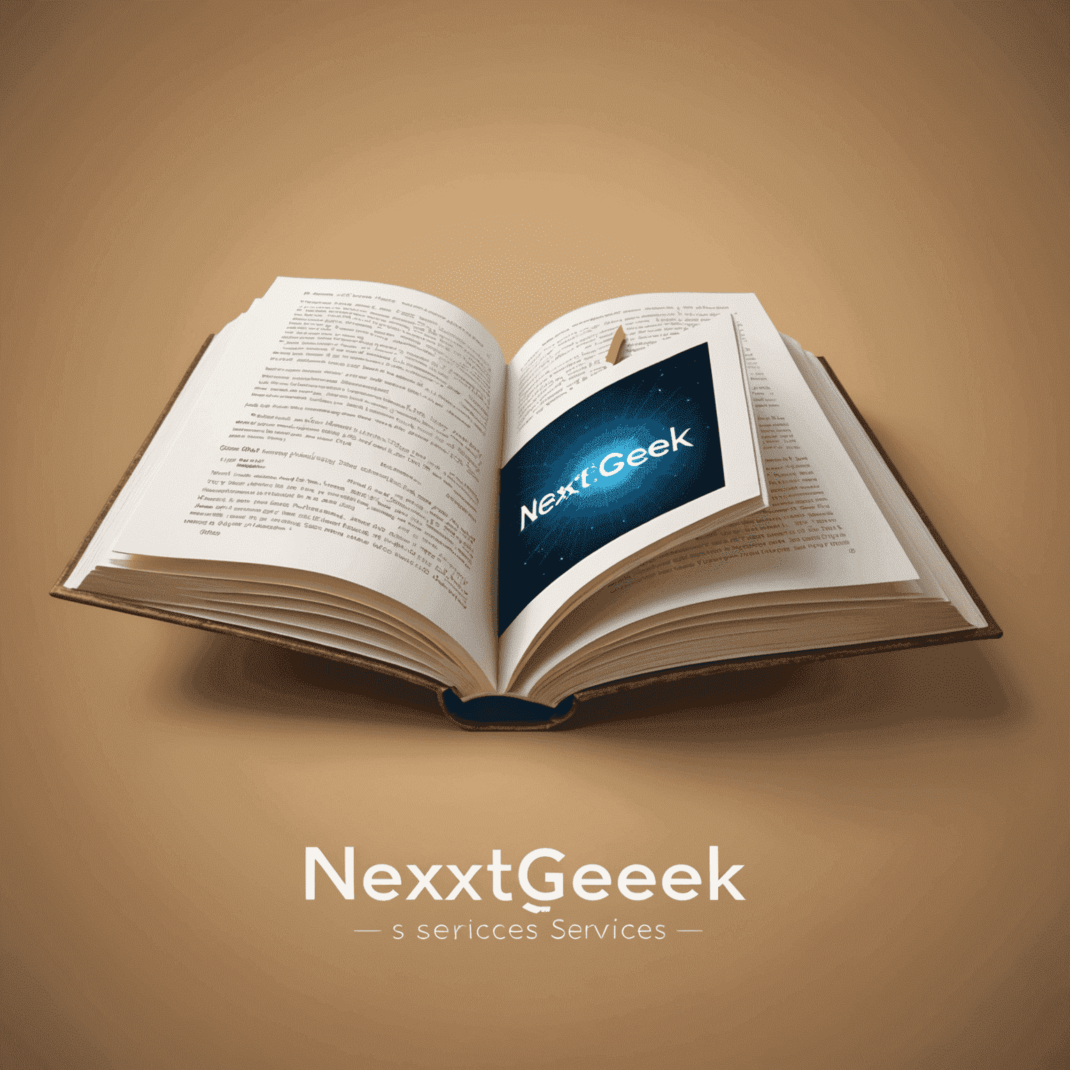 NextGeek Services Logo - An open book with a digital screen emerging from its pages, symbolizing online tutoring and e-learning