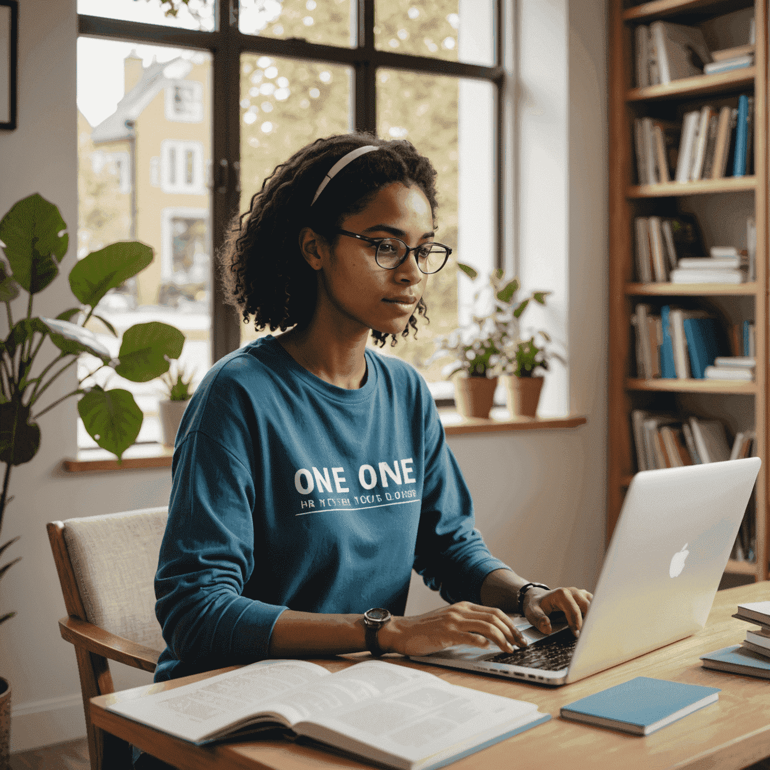 A student and tutor engaged in an online tutoring session, with books, a laptop, and educational materials visible. The image showcases the personalized nature of one-on-one virtual lessons.